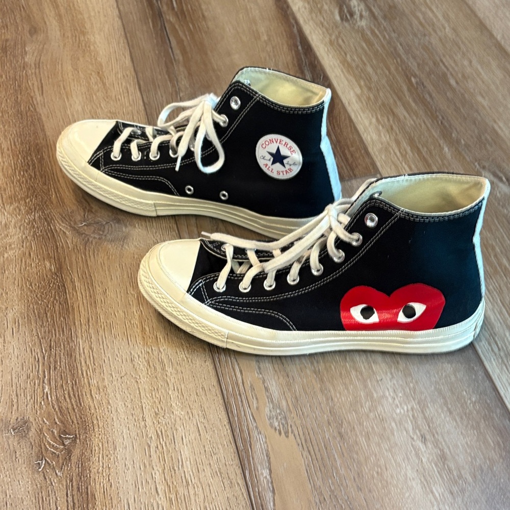 Converse Comme des Garcons Black and White High-Top Sneakers
